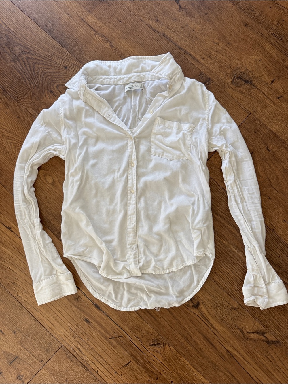Abercrombie Women’s White Button-Down Shirt with Pocket - Soft Lightweight Top
